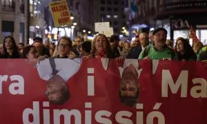 Manifestación por la dimisión de Mazón en la plaza de la Virgen, en València, el pasado 23 de noviembre.