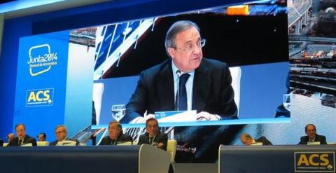 Florentino Pérez ante la junta de accionistas de ACS. E.P.