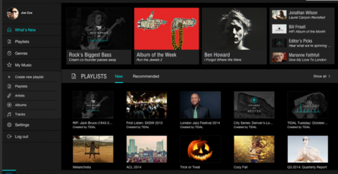Imagen de la interfaz de Tidal