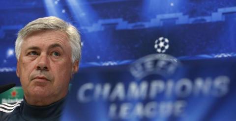 Ancelotti durante la rueda de prensa de este lunes. /EFE