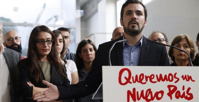 El candidato de Izquierda Unida a las generales, Alberto Garzón, durante la presentación de la candidatura de Unidad Popular, que está integrada básicamente por IU e independientes, hoy en Madrid. EFE/Fernando Alvarado