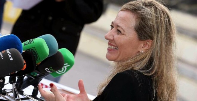 La magistrada en excedencia Victoria Rosell, candidata de Podemos, durante la rueda de prensa que ofreció hoy para aclarar las informaciones publicadas hoy sobre la investigación que le ha abierto la Fiscalía para esclarecer si favoreció al empresario Mig