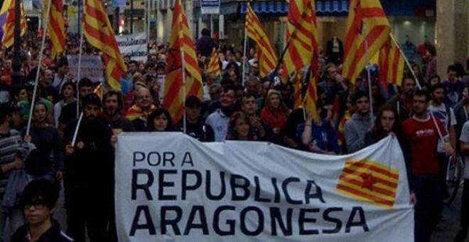 Una manifestación de la organización independentista aragonesa Puyalón.