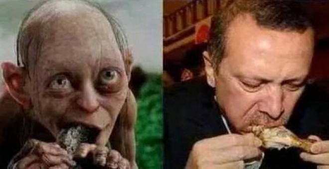 Parte del montaje del médico turco Bilgin Ciftci en el que compara a Erdogan con Gollum.