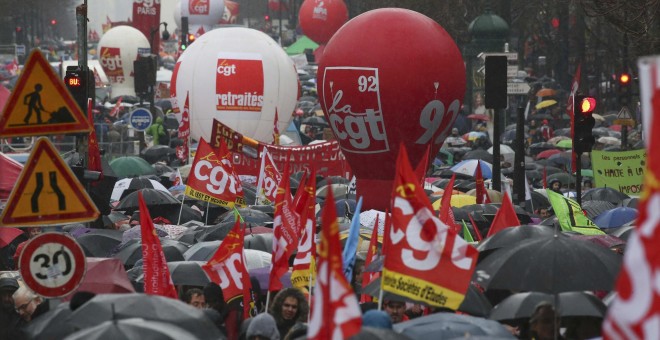 Una vista general de la manifestación en contra de la reforma laboral francesa, en París, Francia./ REUTERS/Charles Platiau