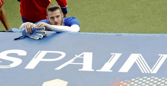 El portero David de Gea durante el entrenamiento ayer en Toulouse. /EFE