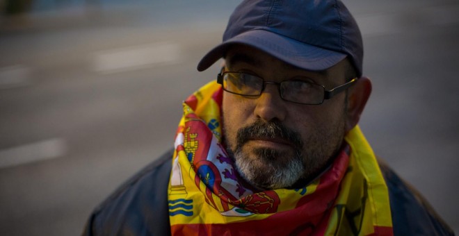 Andrés Merino, exmilitar en huelga de hambre frente al Ministerio de Defensa. JAIRO VARGAS