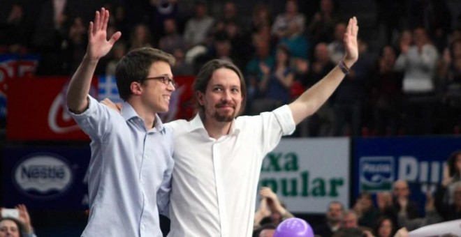 Íñigo Errejón y Pablo Iglesias en un acto en Valencia en 2015.