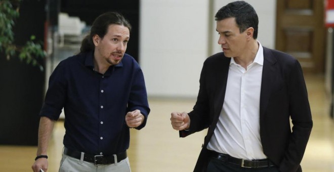 Los líderes del PSOE, Pedro Sánchez, y de Podemos, Pablo Iglesias.-EFE