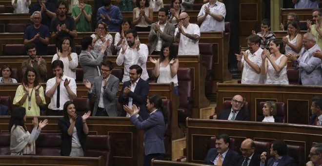 La portavoz de Unidos Podemos en el Congreso, Irene Montero. - EFE