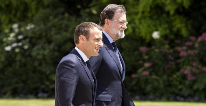 Mariano Rajoy y Macron en la rueda de prensa de este viernes en París / EFE