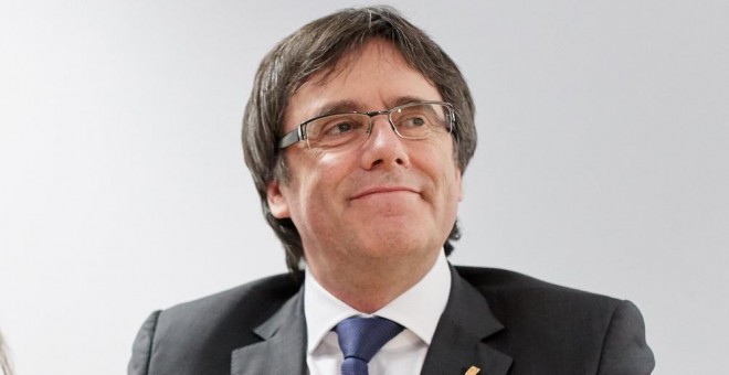 El expresident de la Generalitat Carles Puigdemont durante una reunión en Berlín. EFE