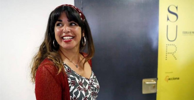 La coordinadora de Podemos en Andalucía, Teresa Rodríguez, durante el reciente Consejo Ciudadano Estatal de la formación morada. (JUAN CARLOS HIDALGO | EFE)