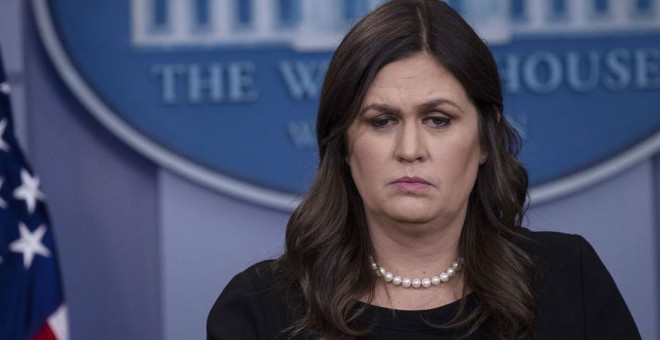 Sarah Huckabee Sanders, hace unos días en la Casa Blanca. NICHOLAS KAMM / AFP