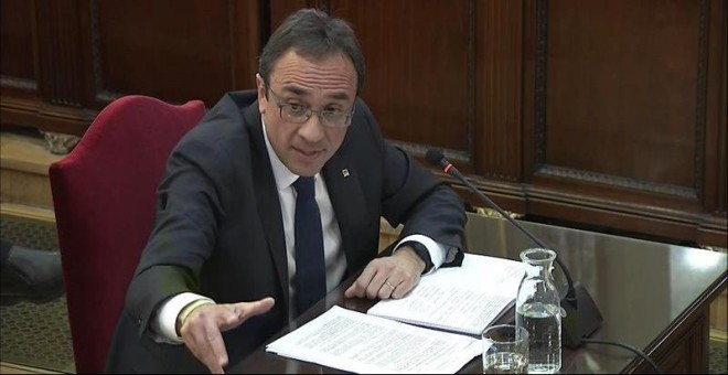 Captura de la señal institucional del Tribunal Supremo con la declaración del exconseller de Territori , Josep Rull. /EFE