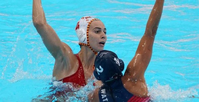 La jugadora Beatriz Ortiz en la semifinal entre España y Hungría el pasado 24 de julio. / EFE