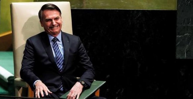 21/02/2019.- El primer ministro brasileño Jair Bolsonaro en la Asamblea de las Naciones Unidas. EFE/EPA/Justin Lane