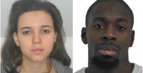 Imagen facilitada por la policía francesa de Hayat Boumeddiene y Amedu Coulibaly. - REUTERS