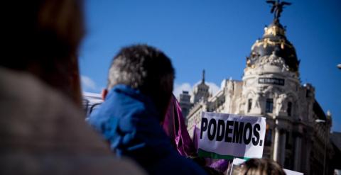 Más de 100.000 personas han participado este sábado en la Marcha del Cambia, convocada por Podemos en Madrid. -JAIRO VARGAS