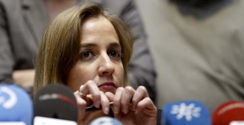 Tania Sánchez durante la rueda de prensa para explicar su nuevo proyecto político tras abandonar IU. -EFE/Javier Lizón