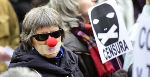 Protesta contra la 'ley Mordaza' en Madrid. AFP