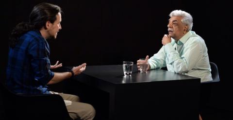 Pablo Iglesias y Tariq Ali. PABLO GABANDÉ