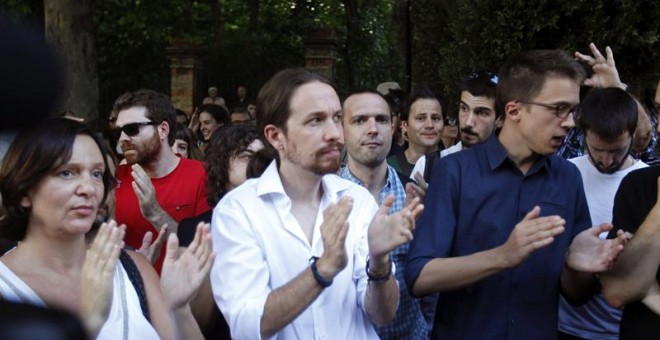 El secretario general de Podemos, Pablo Iglesias y su secretario político, Íñigo Errejón, en una imagen de archivo.- Víctor Lerena (EFE)