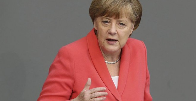 La canciller alemana, Angela Merkel, en el Bundestag, el pasado 17 de julio. EFE/WOLFGANG KUMM