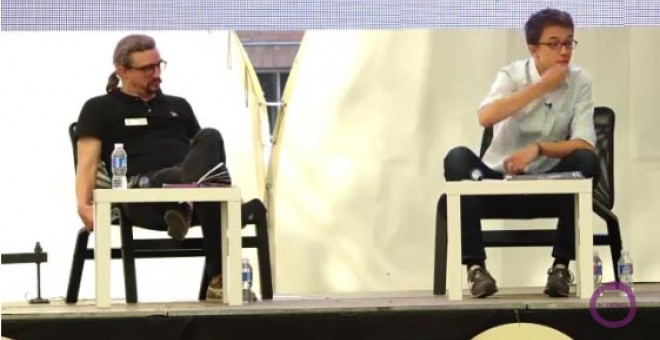 Jorge Lago e Íñigo Errejón durante la inauguración de la Universidad de Verano de Podemos.