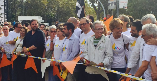 Cabecera de manifestación Via Lliure, convocada por las plataformas independentistas a favor de la secesión. Archivo