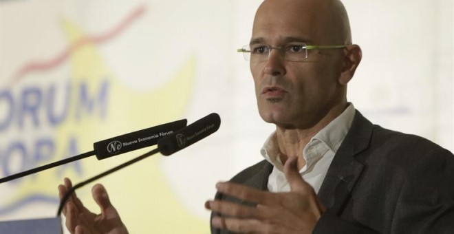 El cabeza de lista de Junts pel Si a las elecciones al Parlamento de Catalunya del 27 de septiembre, Raúl Romeva. - EFE