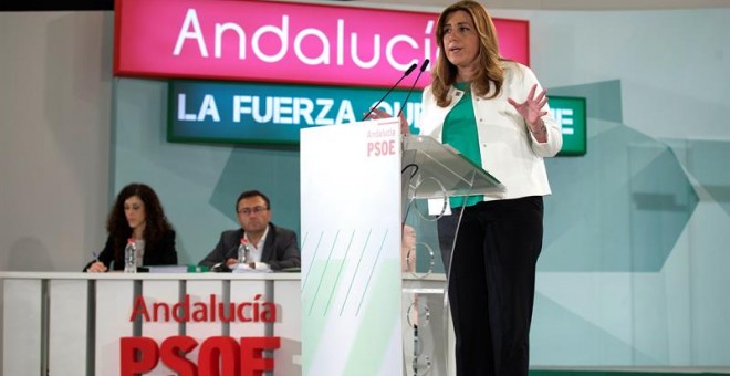 La secretaria general del PSOE de Andalucía y presidenta de la Junta, Susana Díaz, durante su intervención ante el Comité Director del partido. EFE