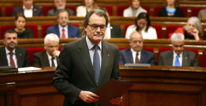 El presidente de la Generalitat en funciones, Artur Mas, al comienzo del debate de investidura. - EFE