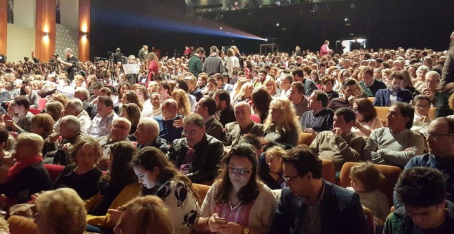 Imagen del auditorio de Palma Mallorca instantes antes del inicio del mitin de Ciudadanos.- CIUDADANOS