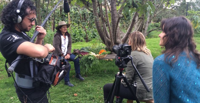 Nelly Velandia, durante el rodaje del documental 'Mujeres al frente, la ley de los más fuertes'.