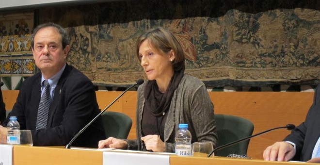 La presidenta del Parlament catalán, Carme Forcadell, durante una rueda de prensa. EUROPA PRESS