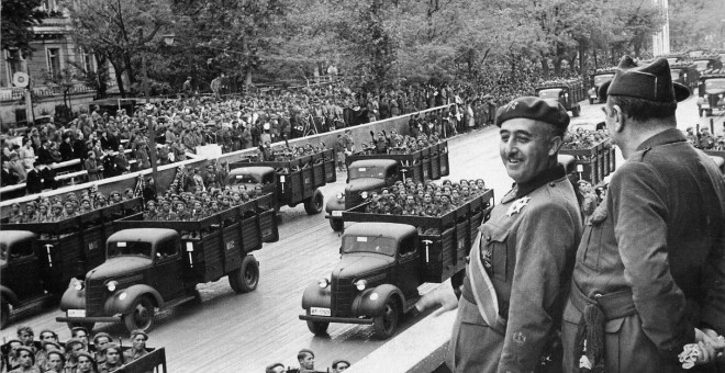 Francisco Franco durante un desfile del Ejército