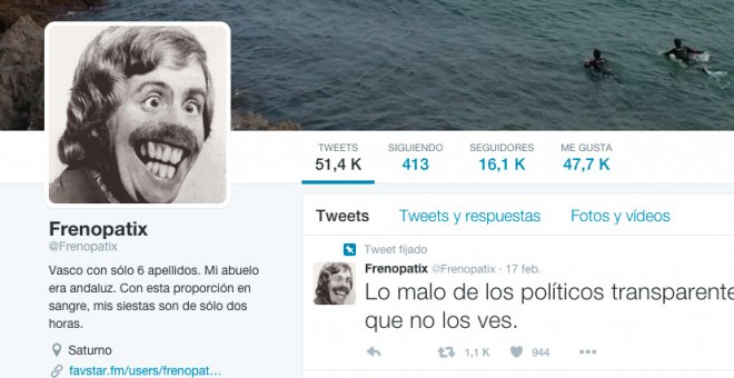 Captura del perfil en Twitter de Frenopatix.-