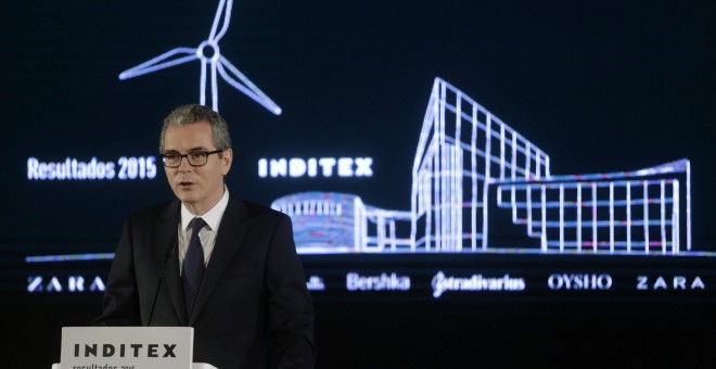 El presidente ejecutivo de Inditex, Pablo Isla, en la rueda de prensa de prensentación de los resultados anuales del grupo textil, en su sede central en la localidad coruñesa de Arteixo. REUTERS/Miguel Vidal