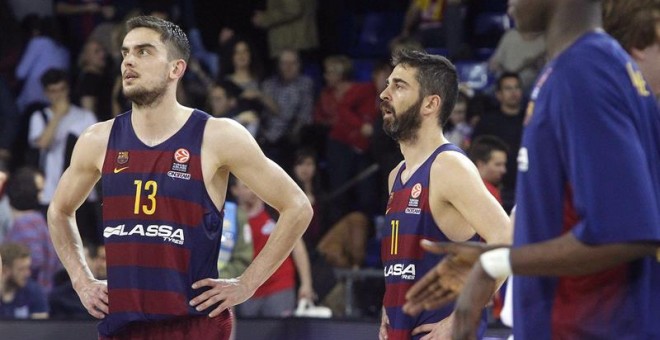 Satoransky y Navarro, tras el partido. EFE/Marta Pérez