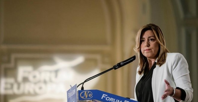 La presidenta de la Junta de Andalucía, Susana Díaz, en su intervención en el desayuno informativo organizado por Nueva Economía Fórum. EFEEmilio Naranjo