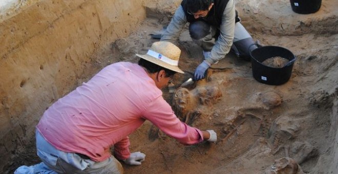 Trabajos de exhumación en Puerto Real (Cádiz). EFE