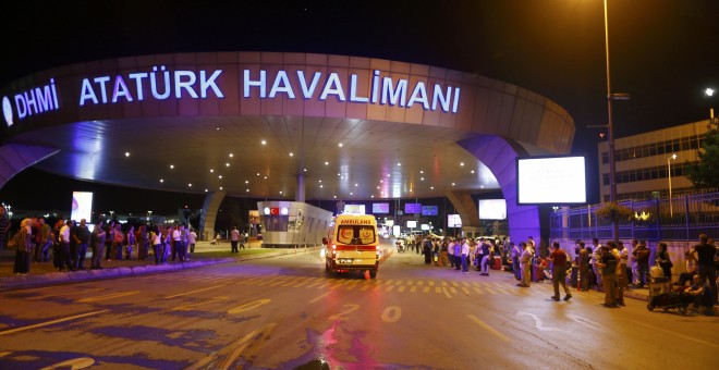 Ambulance cars arrive at Turkey's largest airport, Istanbul Ataturk, Turkey, following a blast June 28, 2016. REUTERS/Osman Orsal