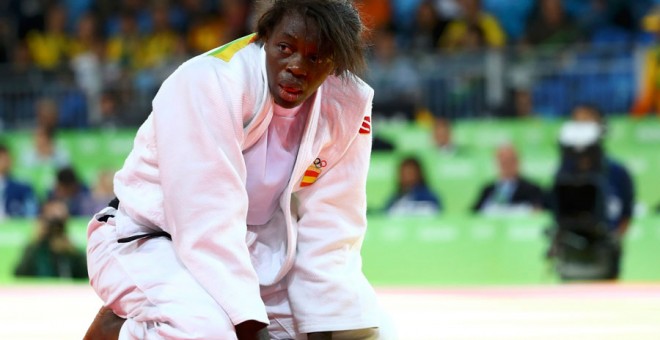 María Bernabéu, durante e combate. REUTERS/Lucy Nicholson