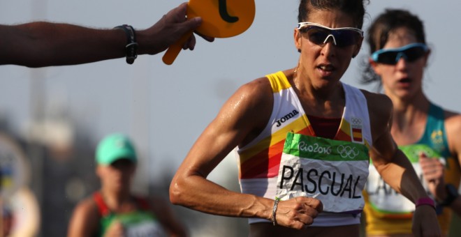 La española Beatriz Pascual durante los 20 kilómetros marcha. /REUTERS