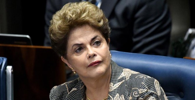 La presidenta suspendida de Brasil, Dilma Rousseff, durante su comparecencia en el Senado. - EFE