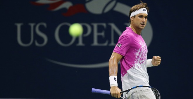 David Ferrer celebra un punto conseguido contra el italiano Fognini. /REUTERS