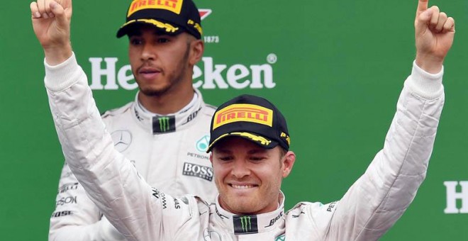 Nico Rosberg celebra su victoria en el GP de Italia.- DANIEL DAL ZENNANO (EFE)