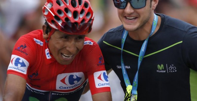 Nairo Quitana, durante una etapa de la Vuelta. EFE/Javier Lizon