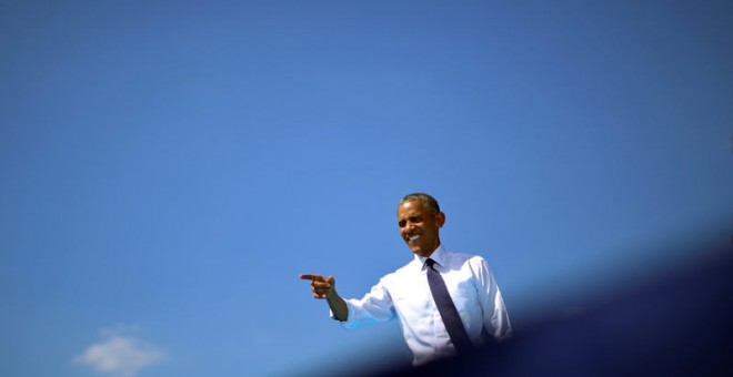 Barack Obama, durante un acto electoral en Philadelphia. / CARLOS BARRIA (REUTERS)